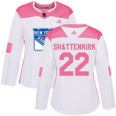 Adidas New York Rangers 22 Kevin Shattenkirk White Pink Authentic Fashion Womens Stitched Nhl Jersey