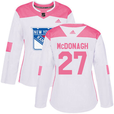 Adidas New York Rangers 27 Ryan Mcdonagh White Pink Authentic Fashion Womens Stitched Nhl Jersey