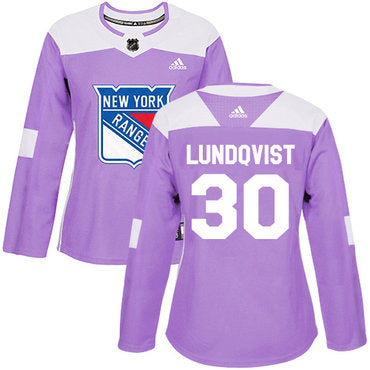 Adidas New York Rangers 30 Henrik Lundqvist Purple Authentic Fights Cancer Womens Stitched Nhl Jersey