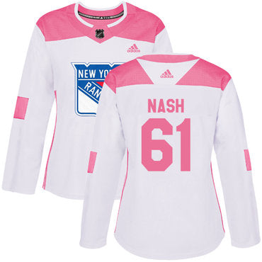 Adidas New York Rangers 61 Rick Nash White Pink Authentic Fashion Womens Stitched Nhl Jersey
