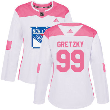Adidas New York Rangers 99 Wayne Gretzky White Pink Authentic Fashion Womens Stitched Nhl Jersey