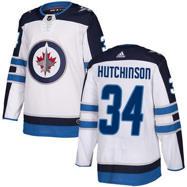 Adidas Nhl Winnipeg Jets 34 Michael Hutchinson Away White Authentic Jersey