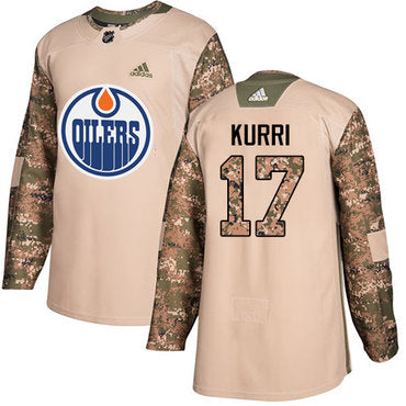 Adidas Oilers 17 Jari Kurri Camo Authentic 2017 Veterans Day Stitched Nhl Jersey