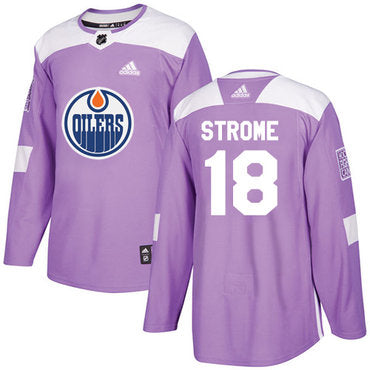 Adidas Oilers 18 Ryan Strome Purple Authentic Fights Cancer Stitched Nhl Jersey