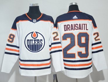 Adidas Oilers 29 Leon Draisaitl White Road Authentic Stitched Nhl Jersey