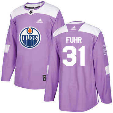 Adidas Oilers 31 Grant Fuhr Purple Authentic Fights Cancer Stitched Nhl Jersey