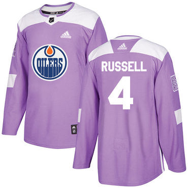 Adidas Oilers 4 Kris Russell Purple Authentic Fights Cancer Stitched Nhl Jersey