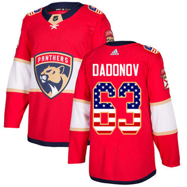Adidas Panthers 63 Evgenii Dadonov Red Home Authentic Usa Flag Stitched Nhl Jersey