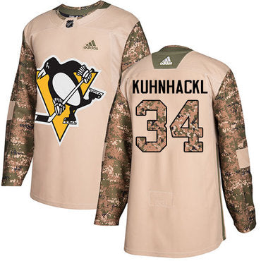 Adidas Penguins 34 Tom Kuhnhackl Camo Authentic 2017 Veterans Day Stitched Nhl Jersey