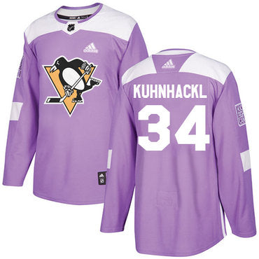 Adidas Penguins 34 Tom Kuhnhackl Purple Authentic Fights Cancer Stitched Nhl Jersey