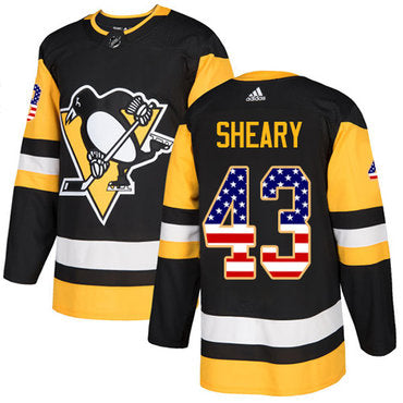 Adidas Penguins 43 Conor Sheary Black Home Authentic Usa Flag Stitched Nhl Jersey