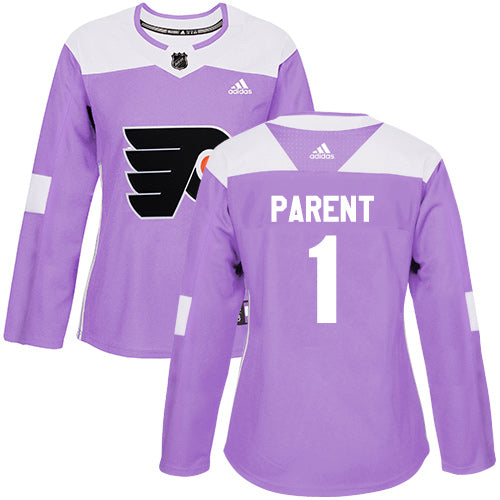Adidas Philadelphia Flyers 1 Bernie Parent Purple Authentic Fights Cancer Womens Stitched Nhl Jersey