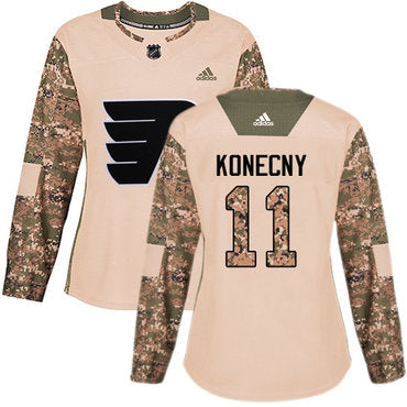 Adidas Philadelphia Flyers 11 Travis Konecny Camo Authentic 2017 Veterans Day Womens Stitched Nhl Jersey