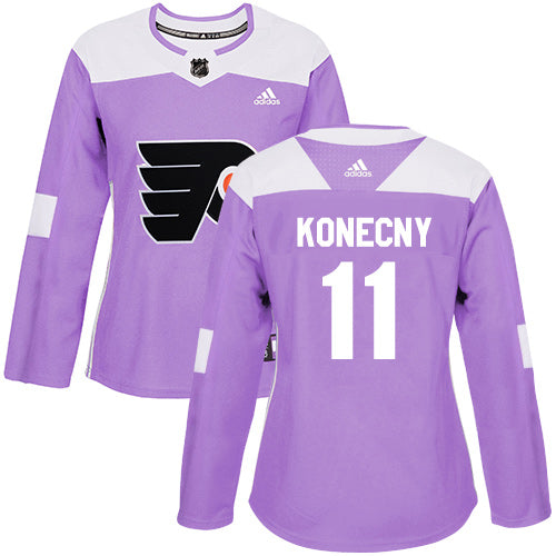 Adidas Philadelphia Flyers 11 Travis Konecny Purple Authentic Fights Cancer Womens Stitched Nhl Jersey