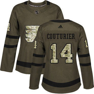 Adidas Philadelphia Flyers 14 Sean Couturier Green Salute To Service Womens Stitched Nhl Jersey