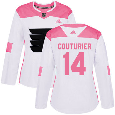 Adidas Philadelphia Flyers 14 Sean Couturier White Pink Authentic Fashion Womens Stitched Nhl Jersey