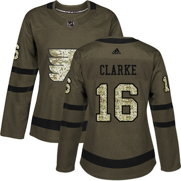Adidas Philadelphia Flyers 16 Bobby Clarke Green Salute To Service Womens Stitched Nhl Jersey