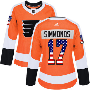 Adidas Philadelphia Flyers 17 Wayne Simmonds Orange Home Authentic Usa Flag Womens Stitched Nhl Jersey