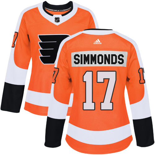Adidas Philadelphia Flyers 17 Wayne Simmonds Orange Home Authentic Womens Stitched Nhl Jersey