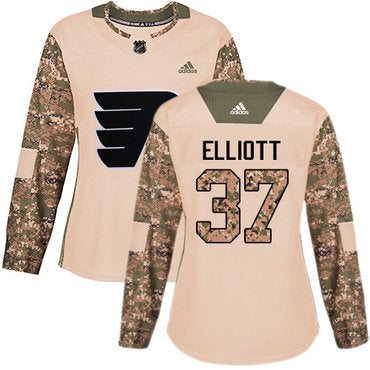 Adidas Philadelphia Flyers 37 Brian Elliott Camo Authentic 2017 Veterans Day Womens Stitched Nhl Jersey