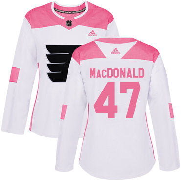 Adidas Philadelphia Flyers 47 Andrew Macdonald White Pink Authentic Fashion Womens Stitched Nhl Jersey