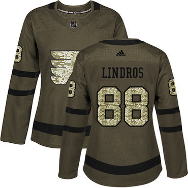 Adidas Philadelphia Flyers 88 Eric Lindros Green Salute To Service Womens Stitched Nhl Jersey