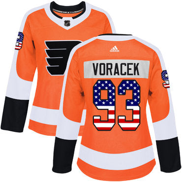 Adidas Philadelphia Flyers 93 Jakub Voracek Orange Home Authentic Usa Flag Womens Stitched Nhl Jersey
