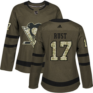 Adidas Pittsburgh Penguins 17 Bryan Rust Green Salute To Service Womens Stitched Nhl Jersey