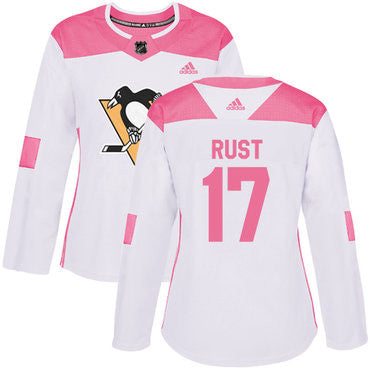 Adidas Pittsburgh Penguins 17 Bryan Rust White Pink Authentic Fashion Womens Stitched Nhl Jersey