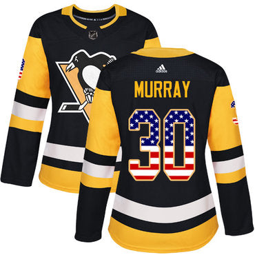 Adidas Pittsburgh Penguins 30 Matt Murray Black Home Authentic Usa Flag Womens Stitched Nhl Jersey