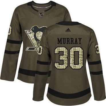 Adidas Pittsburgh Penguins 30 Matt Murray Green Salute To Service Womens Stitched Nhl Jersey