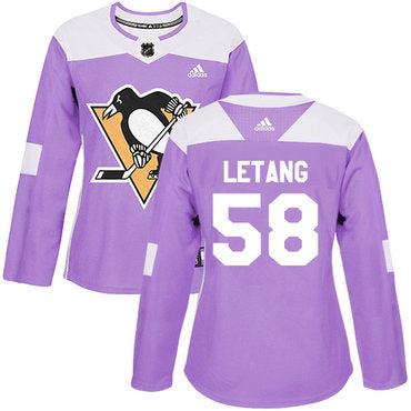Adidas Pittsburgh Penguins 58 Kris Letang Purple Authentic Fights Cancer Womens Stitched Nhl Jersey