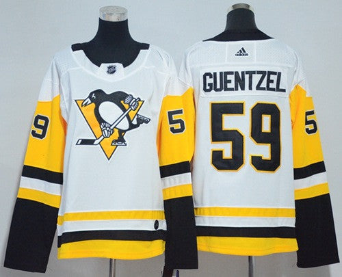 Adidas Pittsburgh Penguins 59 Jake Guentzel White Road Authentic Womens Stitched Nhl Jersey