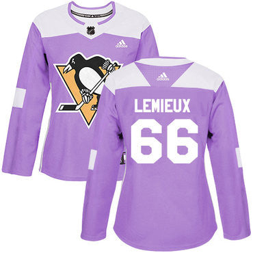 Adidas Pittsburgh Penguins 66 Mario Lemieux Purple Authentic Fights Cancer Womens Stitched Nhl Jersey