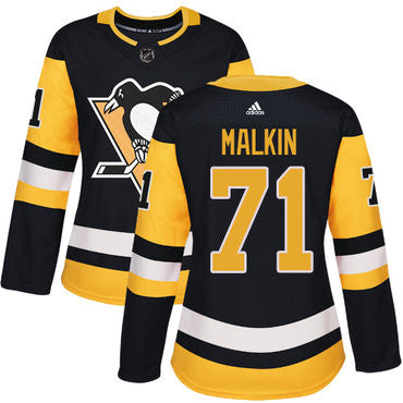 Adidas Pittsburgh Penguins 71 Evgeni Malkin Black Home Authentic Womens Stitched Nhl Jersey