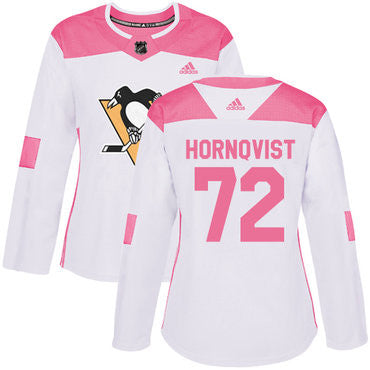 Adidas Pittsburgh Penguins 72 Patric Hornqvist White Pink Authentic Fashion Womens Stitched Nhl Jersey