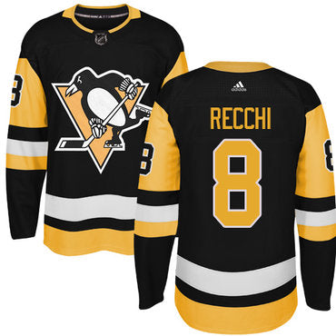 Adidas Pittsburgh Penguins 8 Mark Recchi Black Alternate Authentic Stitched Nhl Jersey