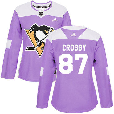 Adidas Pittsburgh Penguins 87 Sidney Crosby Purple Authentic Fights Cancer Womens Stitched Nhl Jersey