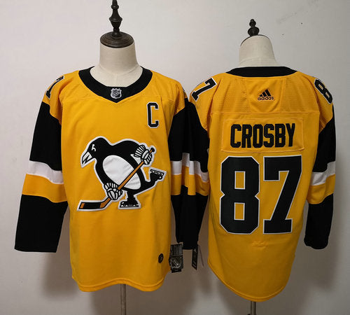Adidas Pittsburgh Penguins 87 Sidney Crosby Yellow Alternate Stitched Nhl Jersey