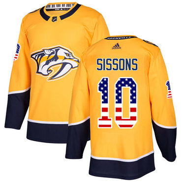 Adidas Predators 10 Colton Sissons Yellow Home Authentic Usa Flag Stitched Nhl Jersey