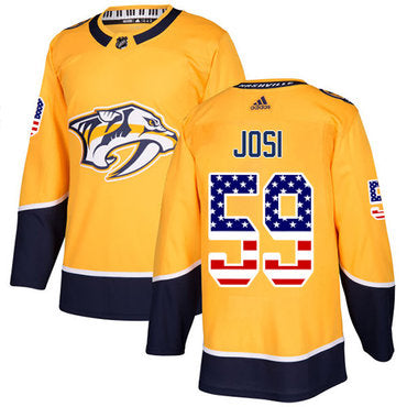 Adidas Predators 59 Roman Josi Yellow Home Authentic Usa Flag Stitched Nhl Jersey