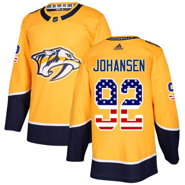 Adidas Predators 92 Ryan Johansen Yellow Home Authentic Usa Flag Stitched Nhl Jersey