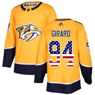 Adidas Predators 94 Samuel Girard Yellow Home Authentic Usa Flag Stitched Nhl Jersey