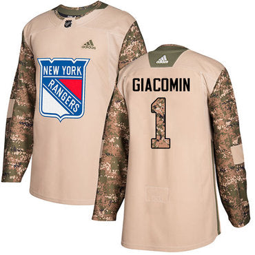 Adidas Rangers 1 Eddie Giacomin Camo Authentic 2017 Veterans Day Stitched Nhl Jersey