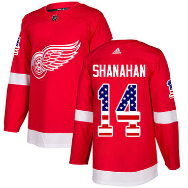 Adidas Red Wings 14 Brendan Shanahan Red Home Authentic Usa Flag Stitched Nhl Jersey