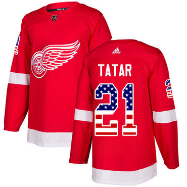Adidas Red Wings 21 Tomas Tatar Red Home Authentic Usa Flag Stitched Nhl Jersey