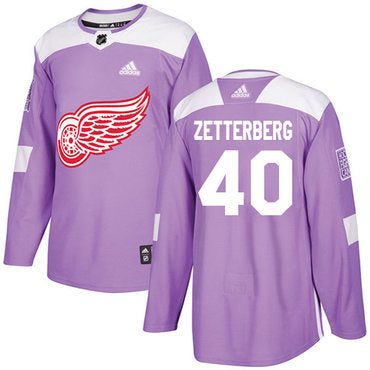 Adidas Red Wings 40 Henrik Zetterberg Purple Authentic Fights Cancer Stitched Nhl Jersey