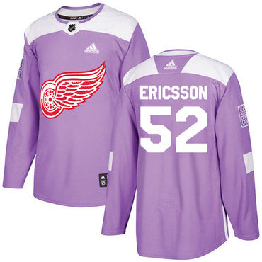 Adidas Red Wings 52 Jonathan Ericsson Purple Authentic Fights Cancer Stitched Nhl Jersey