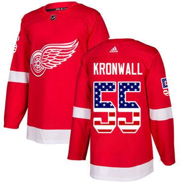 Adidas Red Wings 55 Niklas Kronwall Red Home Authentic Usa Flag Stitched Nhl Jersey