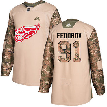 Adidas Red Wings 91 Sergei Fedorov Camo Authentic 2017 Veterans Day Stitched Nhl Jersey